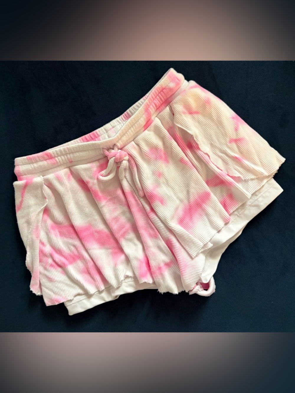Flowers by Zoe Pink Tie-Dye Ribbed Shorts Large